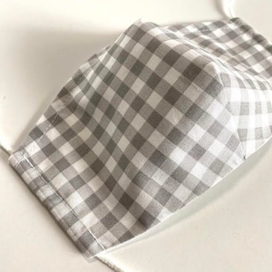 Sale! 3 layer Gray Checked Face Mask with Filter Pocket, Washable/Reusable Face Mask, Gray/White Checked Face Mask, 100% Cotton, MADE IN USA