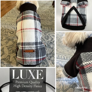 Kleine Hunderassen Premium Pullover, schwarz / weiß karierter Hund Luxe Pullover, schwarz-weißer LUXE Hundepullover. Kleine Hunderassen LUXE Premium Pullover.