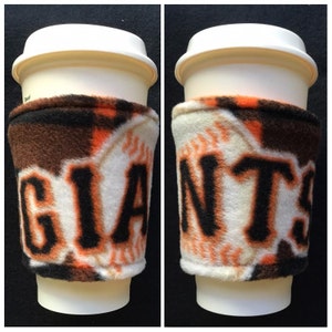 Set of 2 San Francisco Giants Baseball Fleece  Fabric Coffee Cozy ,  Disposable  Coffee Cup Holder - Coffee Sleeve - Coffee Cozies