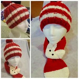 Hand Knit Kids Children Toddler Knit Hat/ Beanie with pom pom / Fox key hole Neck warmer/Scarf