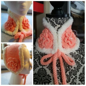 Hand Knit Kids Neck Warmer, Ear Warmer, Neck Scarf  PEACH S/M