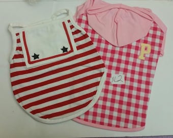 X-Large Dog Clothes Set: Striped & Gingham Puppy Shirts