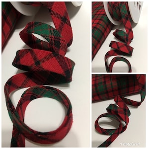 Red & Green Tartan Plaid Bias, Red and Green Plaid Glitter bias, Holliday Plaid bias, Scottish Plaid red/green bias, Christmas bias, 3 Yard
