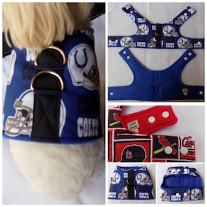Dog Harness, Small Dogs/Cats Vest Harness. Indianapolis Dog Vest Harness. Colts dog harness.