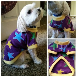 Dog Fleece Sweater, Small dog Star sweater, Fleece Dog Sweater,