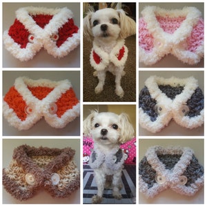 Crocheted Puppy neck warmer, dog neck warmer, small dog  scarf Choose from 6 colors, Fits most Small Breed Dogs