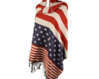 American Flag scarf, American Flag shawl, Patriotic American Flag Scarf, Vintage American Flag Scarf Lady shawl (76X31 inch)