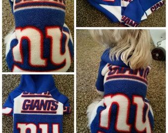 Fleece Hooded Dog Sweater: NY Giants Small Breed Pet Outfit