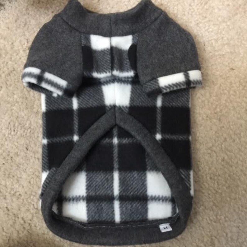 Small Breed Dogs Sweater. Black and White Plaid Fleece Hooded Etsy