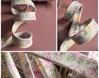 Ruban adhésif fleur marguerite, biais fleur de printemps, biais fleur marguerite d'été, biais fleur rose, biais petite fleur, 3 yards 1/2" double pli