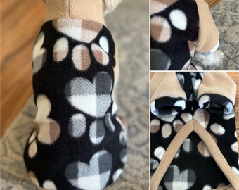 Small Breed Dog Fleece Sweater, Dog Paw Printed dog sweater, paw printed small dog sweater, Dog Fleece sweater,Small Dog Fleece Sweater