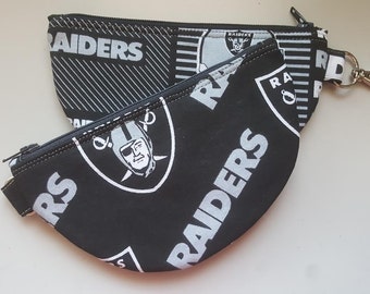 Set of 2 Oakland Raiders Football Print Handmade Zipper Pouch, Coin Bag, coin pouch. Card Holder