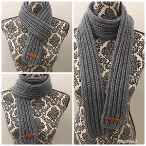 Gray Infinity knitted Scarf, Open Ended Scarf, Neck Warmer, Knit Infinity Scarf, Simple Knitted Scarf, Gray Knit scarf, Winter Unisex Scarf