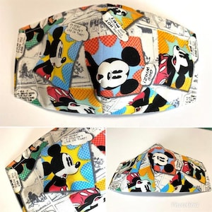 3 Layer Mickey Mouse Face Mask with Filter Pocket, Mickey Mouse Face Mask, Washable/Reusable Face Mask,100% Cotton, MADE IN USA