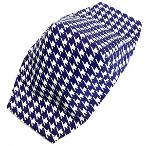 Blue Houndstooth Pattern Face Mask, 3 Layer Face Mask with Filter Pocket , Washable/ Reusable Face Mask, 100% Cotton face mask , MADE IN USA