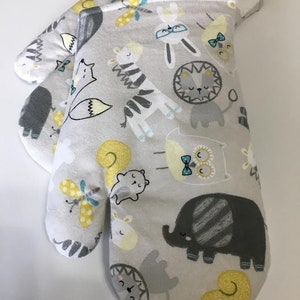 Zoo Animals Oven Mitt set, Zoo Animals mitten, Kitchen Gloves, Animals Pot Holder, Mother&#39;s day gift, insulated Oven Mitt, Housewarming gift