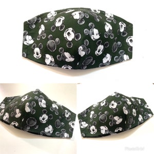 3 Layer Mickey Mouse Face Mask, Mickey Mouse Face Mask with Filter Pocket, Washable/Reusable Face Mask,100% Cotton, MADE IN USA