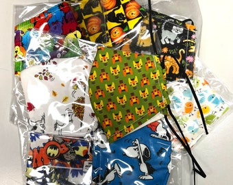 Verkoop! Kindergezichtsmasker, 6 willekeurige kindermaskers, 3-laags gezichtsmasker met filterzak, kindergezichtsmasker met neusdraad, wasbaar/herbruikbaar