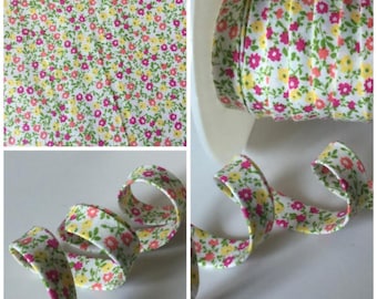 Ruban de biais de fleur, ruban de biais de fleur d’été, biais de fleur de printemps, biais de fleur, ruban de biais de petite fleur, biais de 3 yard 1/2 « double pli