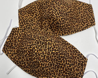 Sale! Leopard print Face Mask for adult, 3 Layer Face Mask with Filter Pocket, Washable/ Reusable Face Mask, 100% Cotton, MADE IN USA