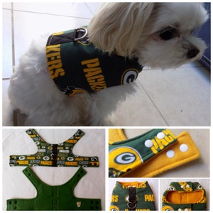 Dog Harness, Small Breed Dogs/Cats Vest Harness. Green Bay Dog Vest Harness. Dog vest harness.