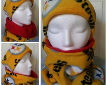 Pittsburgh Steelers Fleece Headband/Neck Warmers Set. Steelers Ear Muffs. Steelers Neck warmer. Kids or Adult