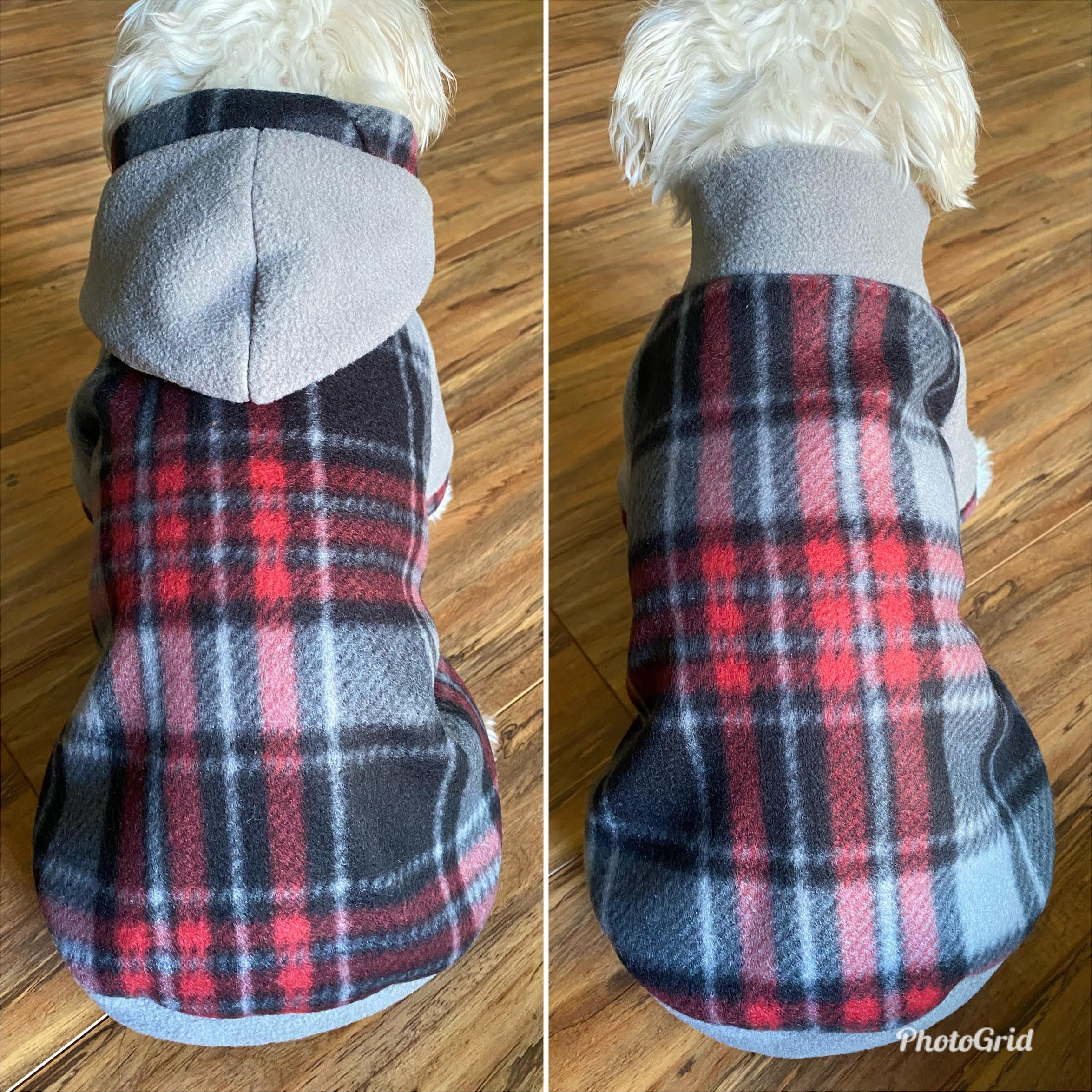 red and black plaid dog sweater