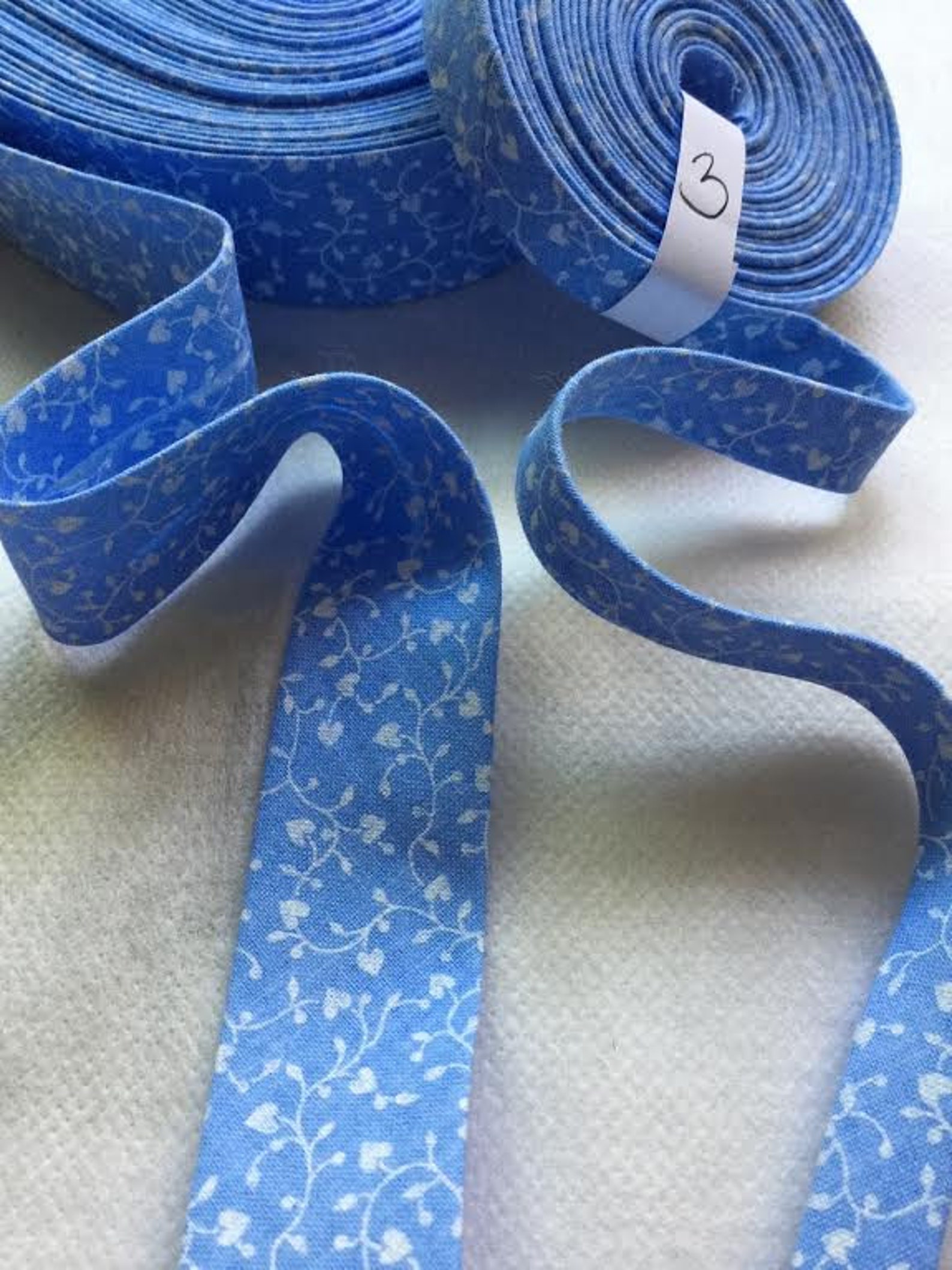 Blue Flower Bias. Summer Blue Flower Bias Tape Vintage Bias Etsy