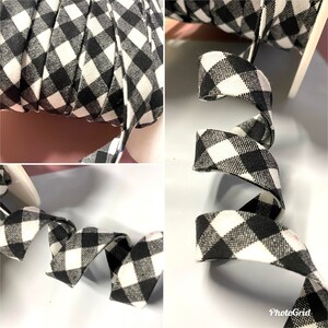 Buffalo Plaid Bias Tape. Black and White Buffalo plaid bias Tape. Holliday bias. Christmas Plaid Bias. Holiday Plaid bias Tape. 3 Yards
