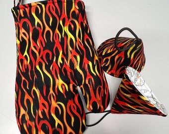 Flame Fire Oven Mitt Pot Holder sets, Triangle Pot Holder, insulated Oven Mitts, Housewarming gift, Thanksgiving gift, Christmas gift