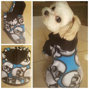 Halloween Dog Sweater, Skull print Fleece Hooded Dog Sweater, Small breeds Dog Sweater. FREE Domestic Shipping for buy 2 sweaters