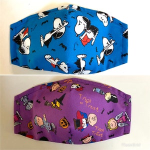 3 Layer Snoopy Face mask, Halloween Snoopy Face Mask, Adult/Kids Snoopy Filter pocket mask, Washable/Reusable Face Mask, 100% Cotton mask