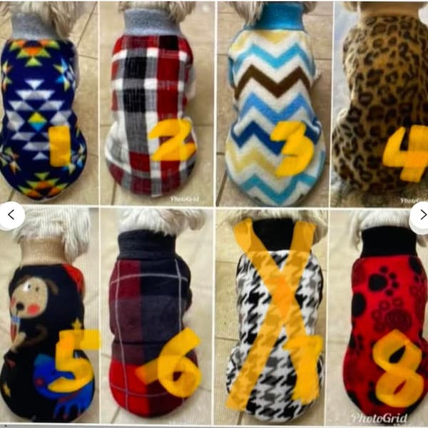 SALE! Two Small Breed Dog Fleece Sweater, Small Breed dog sweatshirt, fleece dog sweater (Please check the size before ordering)