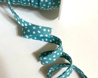 3 yard Turquoise with White Polka Dot Bias Tape. Blue Polka dot Bias Tape, Turquoise bias Tape, 3 Yards 1/2" bias tape