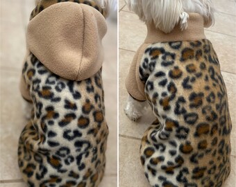 Leopard Print Dog Sweater, Small Breed Dog Sweater, Leopard Print Small dog hoodies, Dog Fleece Sweater, Animal Print Dog sweater