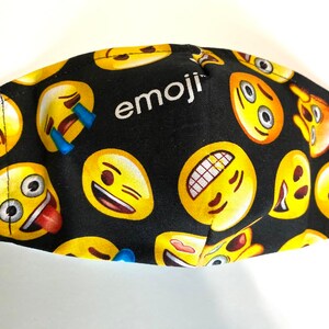 Sale! Emoji Face Mask with Filter Pocket, 3 Layer Emoji Face Mask for adult or Kids, Washable/ Reusable Face Mask,100% Cotton, MADE IN USA image 2