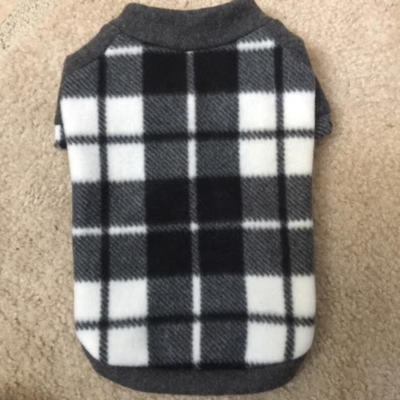 Small Breed Dogs Sweater. Black and White Plaid Fleece Hooded Etsy