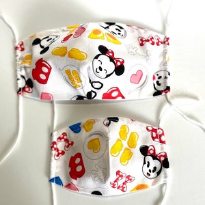 Minnie Mouse Face Mask with Filter Pocket, 3 Layer Mickey Mouse Face Mask, Washable/ Reusable Face Mask,100% Cotton, MADE IN USA