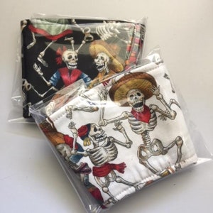 Halloween Cup Cozy,Set of 2 Alexander Henry Day Of The Dead Cup Cozy, Halloween Coffee Sleeve, Day Of The Dead Cup Cozy, Coffee Cup Cozies