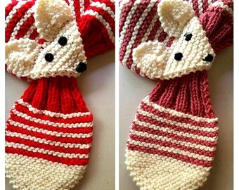 Kid's Fox Scarf, Hand Knit Baby Fox Scarf, Adjustable Acrylic Keyhole Fox Neck Warmer