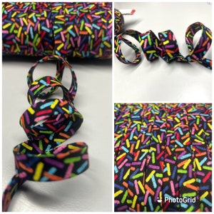 3 yard Rainbow Bias Tape, Rainbow stick Bias Tape, Baby bias Tape, Rainbow sprinkles, quilt binding fabric trim, 1/2 double fold bias tape