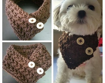 Crocheted Small Dog neck warmer, dog scarf, Puppy scarf  fits most S or M dogs