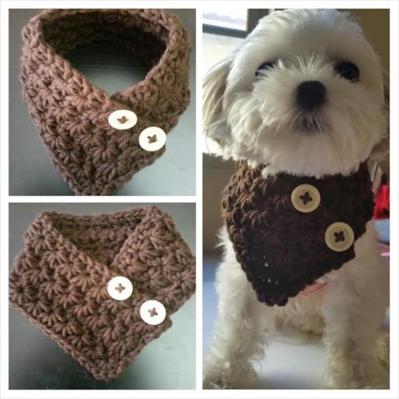 Crocheted Small Dog neck warmer, dog scarf, Puppy scarf fits most S or M dogs image 1