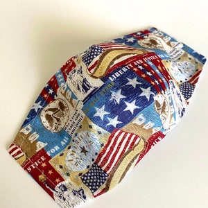 Masque patriotique d’étoile de drapeau des USA, masque de visage de drapeau des USA, masque de visage de 3 couches, masque de visage de 3 couches avec poche de filtre, masque de visage lavable/réutilisable