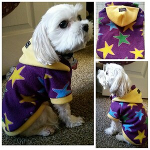 Dog Fleece Sweater, Small dog Star sweater, Fleece Dog Hooded Sweater, FREE Domestic Shipping for buy 2 sweaters