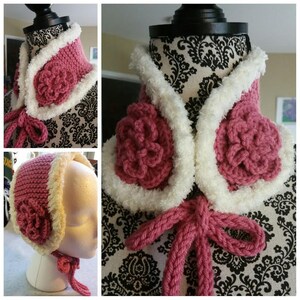 Hand Knit Kids , Neck Warmer, Ear Warmer, Neck Scarf ROSE