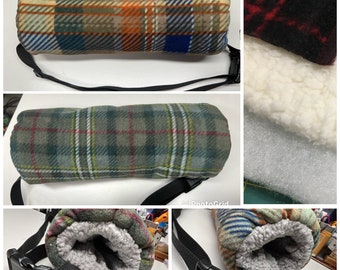 Fall Tartan Plaid Hand Muff, Orange Tartan Plaid hand warmer, Olive Tartan Plaid hand warmer, Sherpa Fleece lining Hand Muffs, Hand Muff