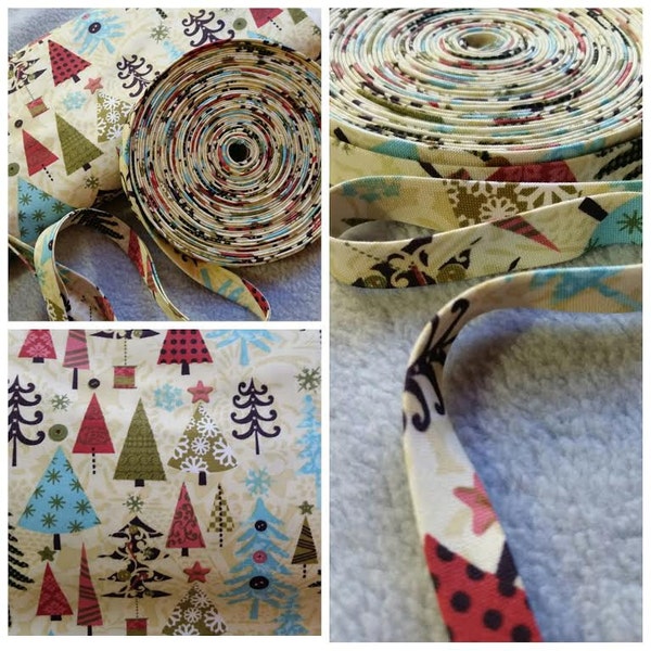 Christmas Bias Tape , Holiday Bias tape, Christmas Tree Bias, 3 Yards 1/2" Double fold bias tape