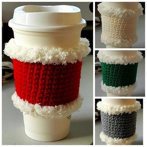 RED Christmas Hand Crochet Coffee Cup Holder/ Mug Warmer/Sleeve/ Cup Cozy