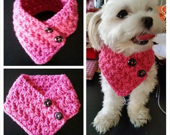 Small  Dog Crocheted scarf, Dog neck warmer Raspberry Color dog scarf, fits most S or M dogs